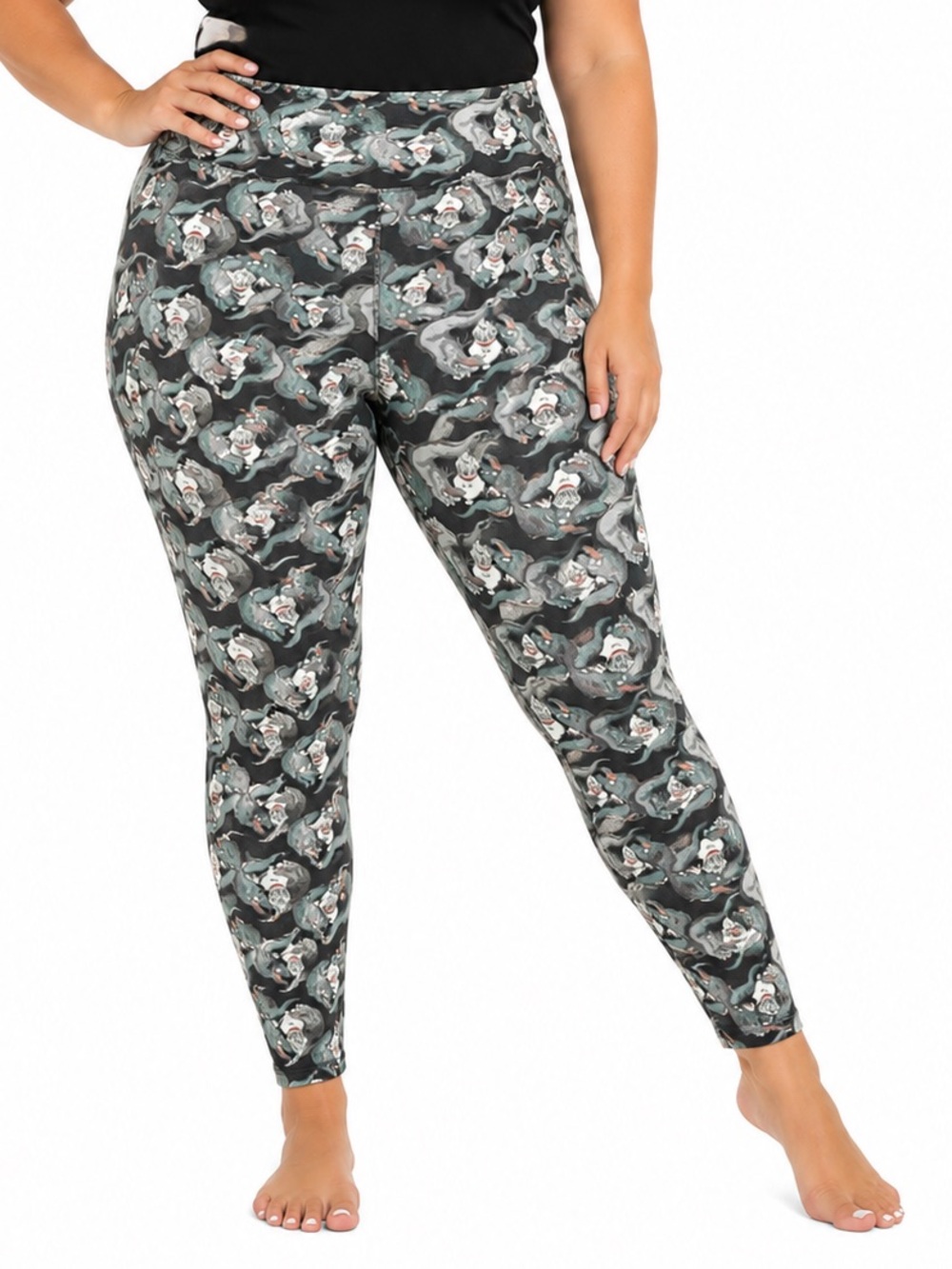 LuLaRoe Disney Villains Ursula Tall & Curvy Leggings Halloween gray black eels